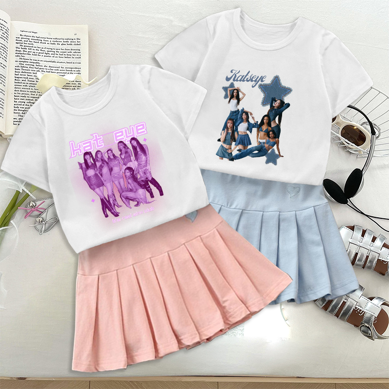 Embroidery Shirt - Set Rok Lipit dan Kaos Fashion
