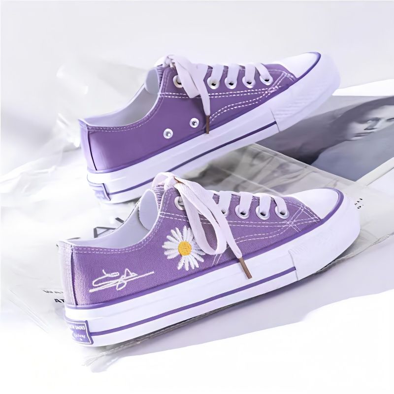 Embroidery Canvas - Sepatu Kanvas Wanita Bordir Krisan Musim