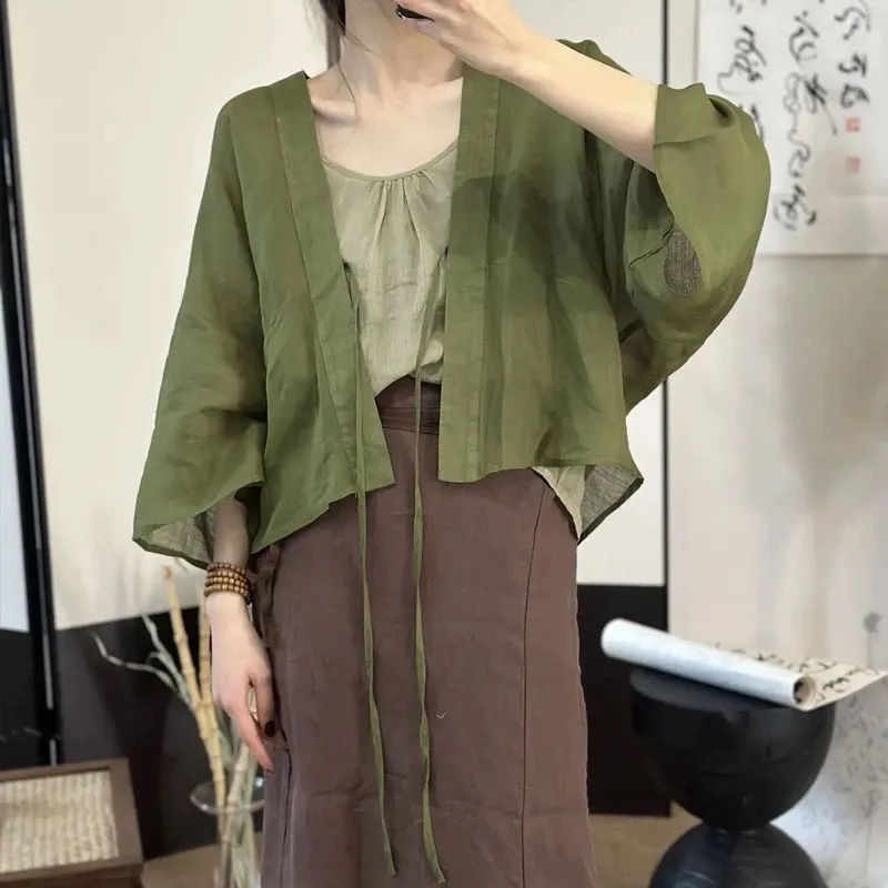 Linen Fabric Natural - Kardigan katun linen tipis berkualitas tinggi