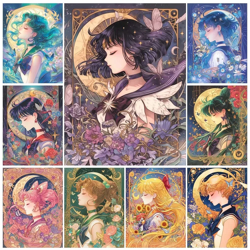 Embroidery Gift Ideas - Lukisan Berlian Anime Kartun Gadis Kecantikan