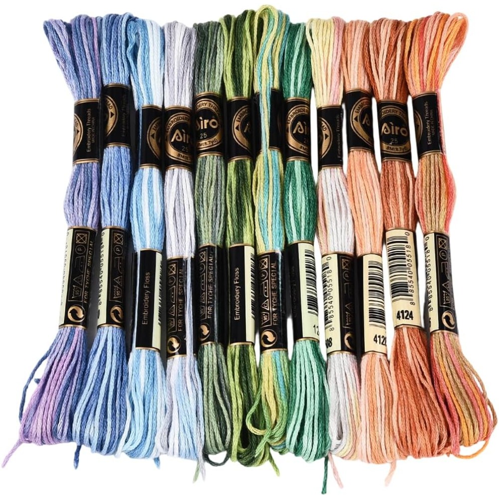 Embroidery Stitch - 12 Gulungan Benang Sulam 105 Yard,