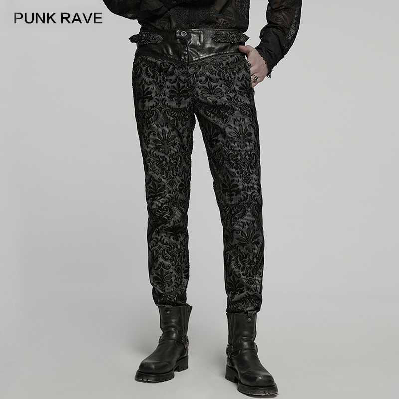 Embroidery Gothic - Celana Jas Pria PUNK RAVE Gothic