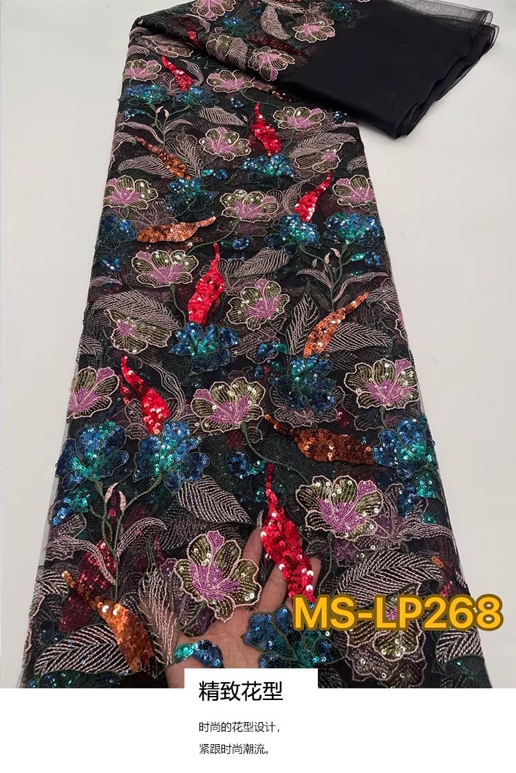 Embroidery Net Fabric - 1 yard Kain Bordir Payet Bunga