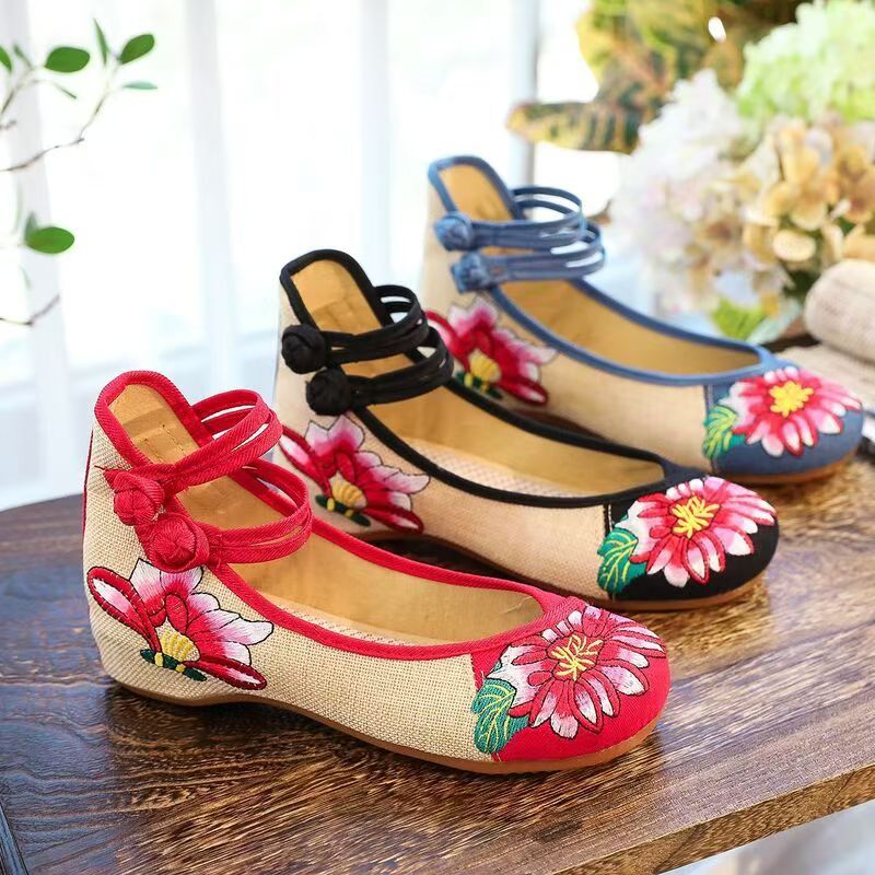 Embroidery Canvas - Sepatu Kain Bordir Wedges Wanita Sepatu