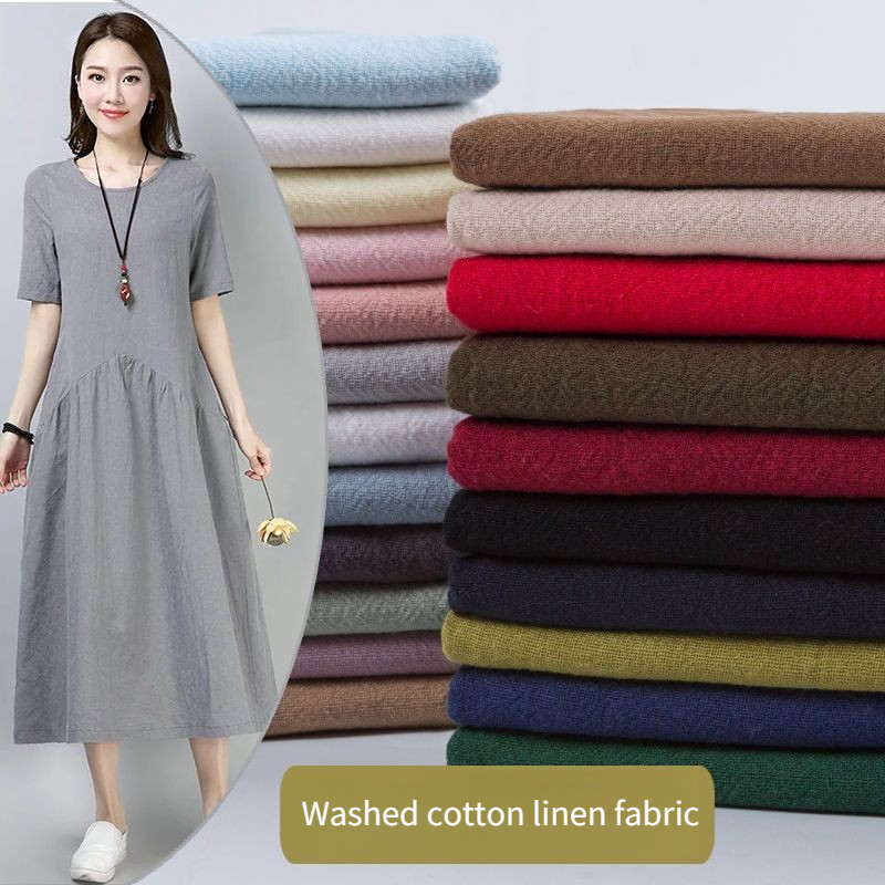 Linen Fabric Natural - Kain Katun Linen Crepe Musim Panas