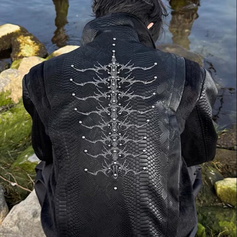 Jaket Pria Hitam Motif Ular de - Embroidery Gothic ulasan dan harga