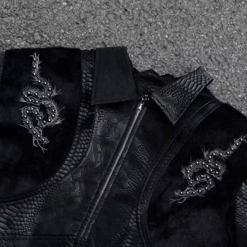Jaket Pria Hitam Motif Ular de - Embroidery Gothic ulasan dan harga