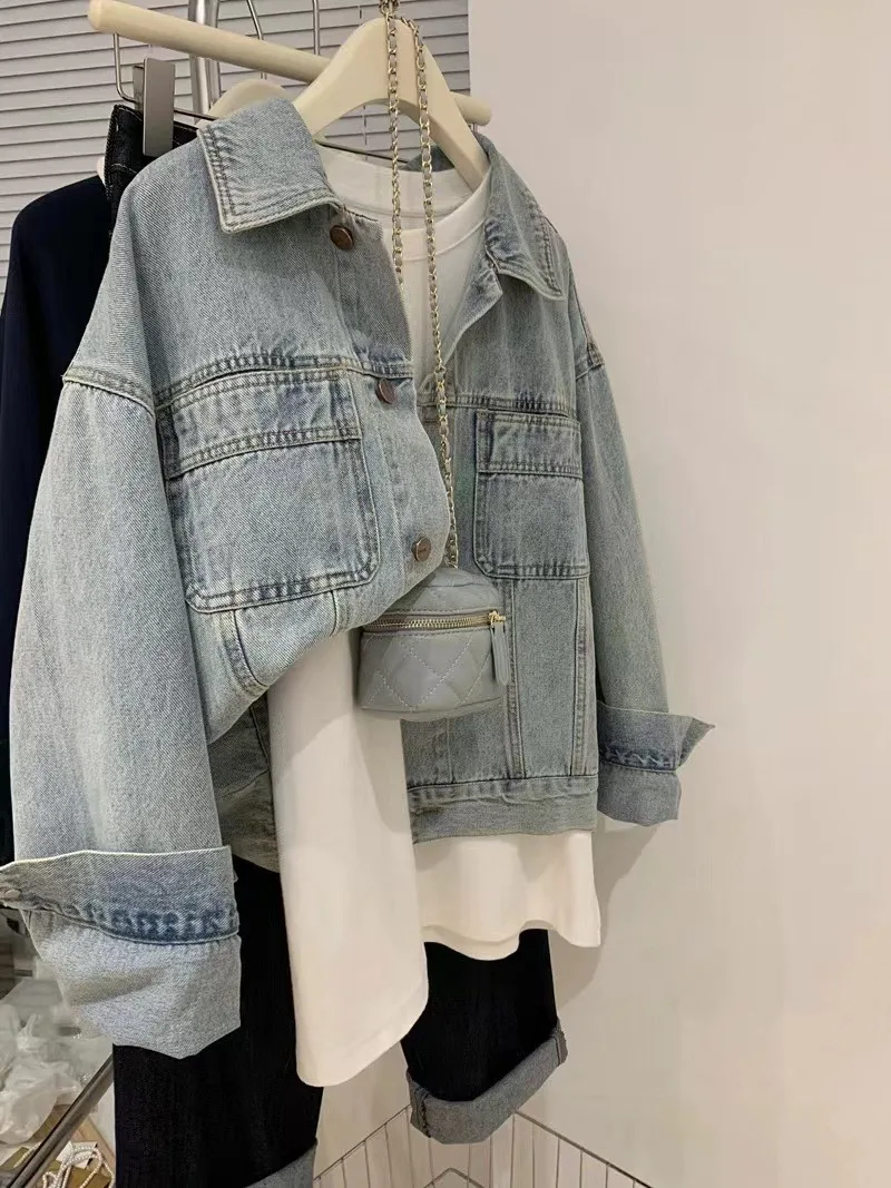 Jaket Denim Y2k katun Vintage  - Embroidery Gothic ulasan dan harga
