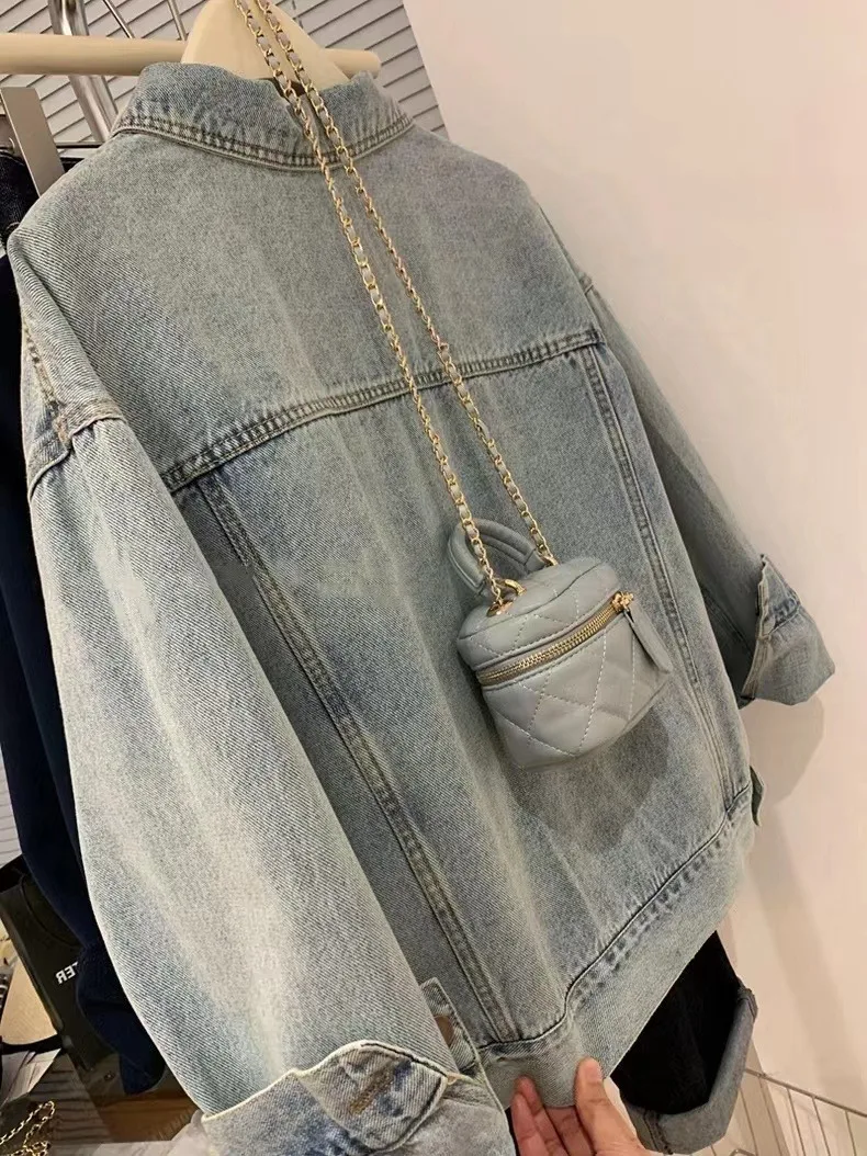 Jaket Denim Y2k katun Vintage  - Embroidery Gothic ulasan dan harga