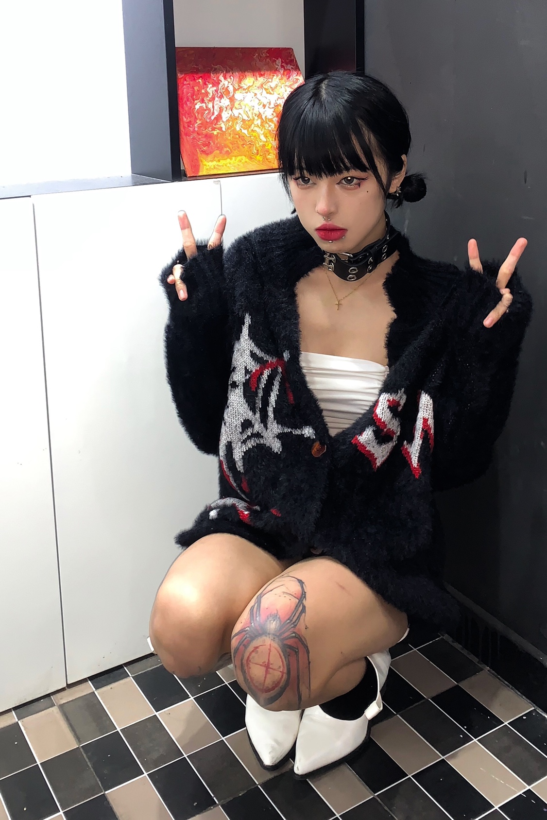 Y2k Sweater wanita leher V, at - Embroidery Gothic ulasan dan harga