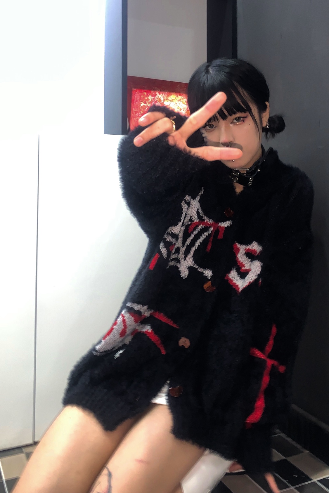 Y2k Sweater wanita leher V, at - Embroidery Gothic ulasan dan harga
