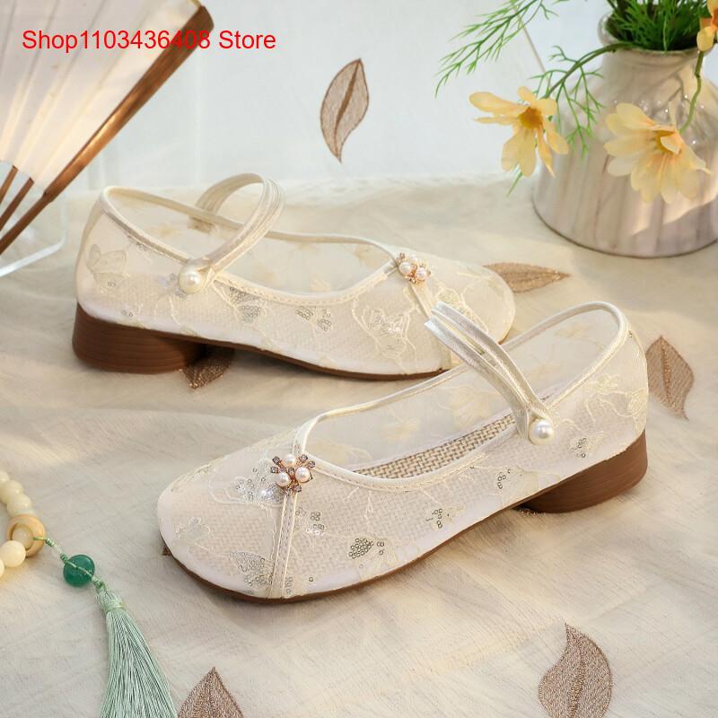 Sepatu Hak Rendah Jaring Baru  - Embroidery Canvas ulasan dan harga