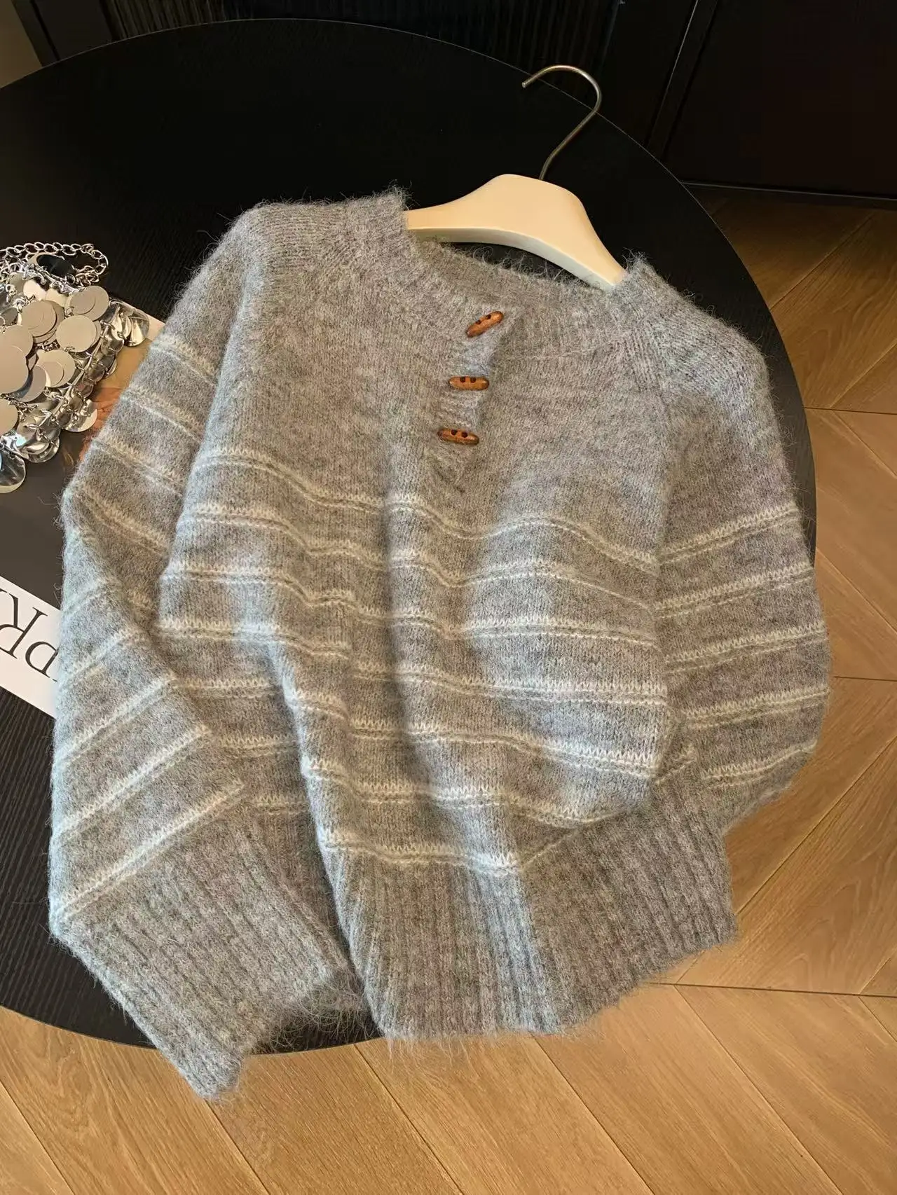Sweater Wol Kasmir Bergaris Wa - Embroidery Shirt ulasan dan harga