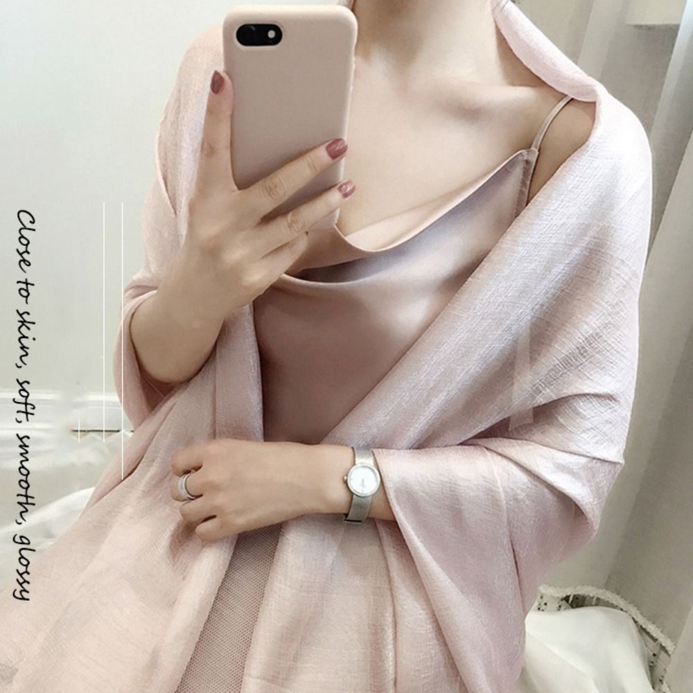 Syal polos wanita Linen, selen - Linen Fabric Natural ulasan dan harga