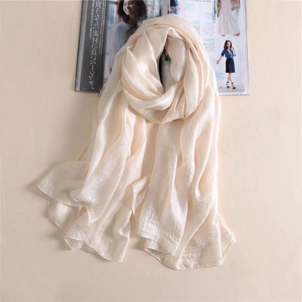 Syal polos wanita Linen, selen - Linen Fabric Natural ulasan dan harga