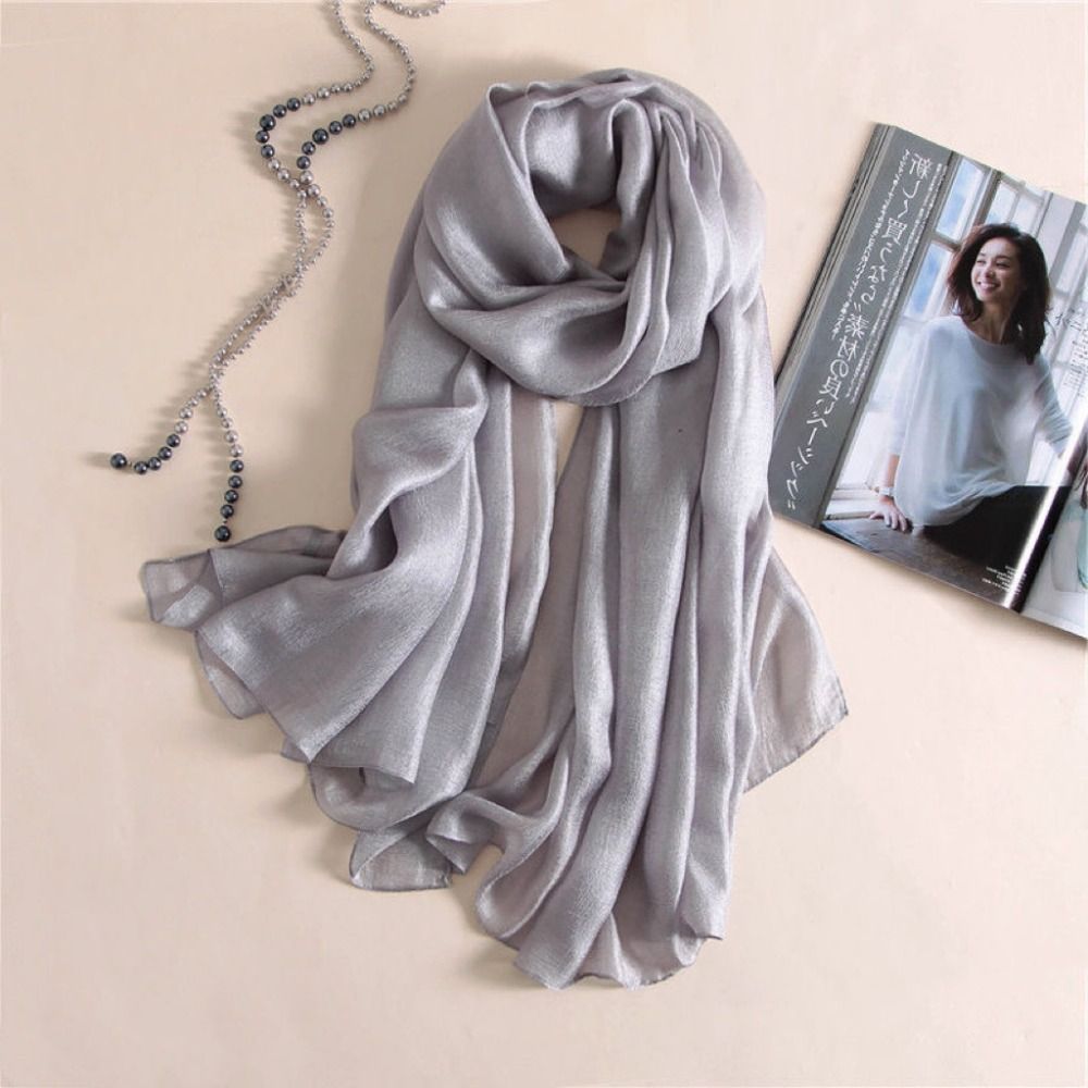 Syal polos wanita Linen, selen - Linen Fabric Natural ulasan dan harga