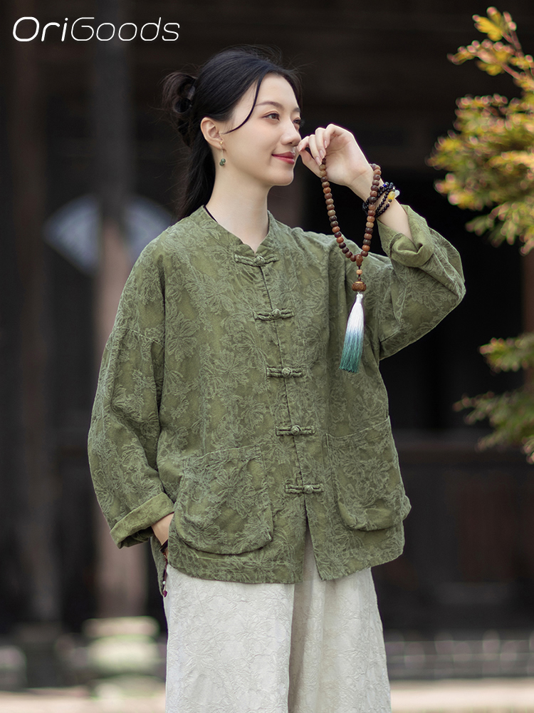 OriGoods Blus Kain JACQUARD Ka - Linen Fabric Natural ulasan dan harga