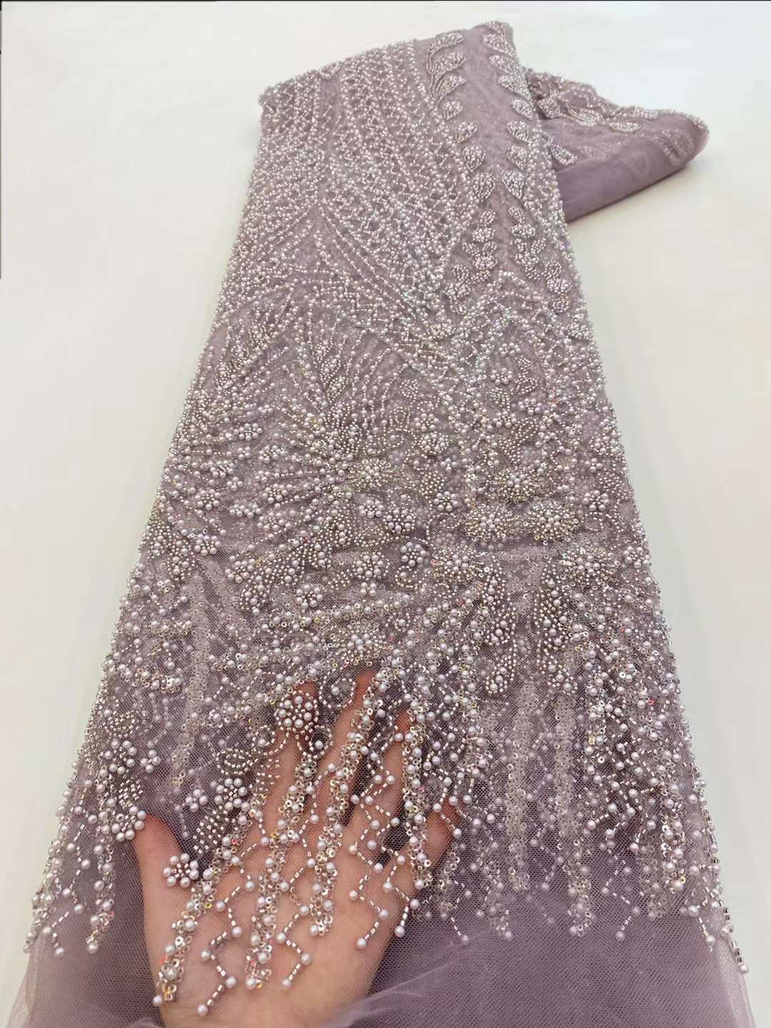 Kain renda bordir manik-manik  - Embroidery Net Fabric ulasan dan harga