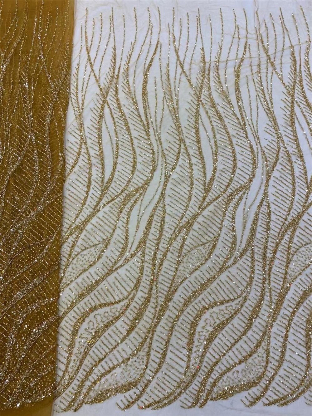 Kain renda manik-manik Afrika  - Embroidery Net Fabric ulasan dan harga