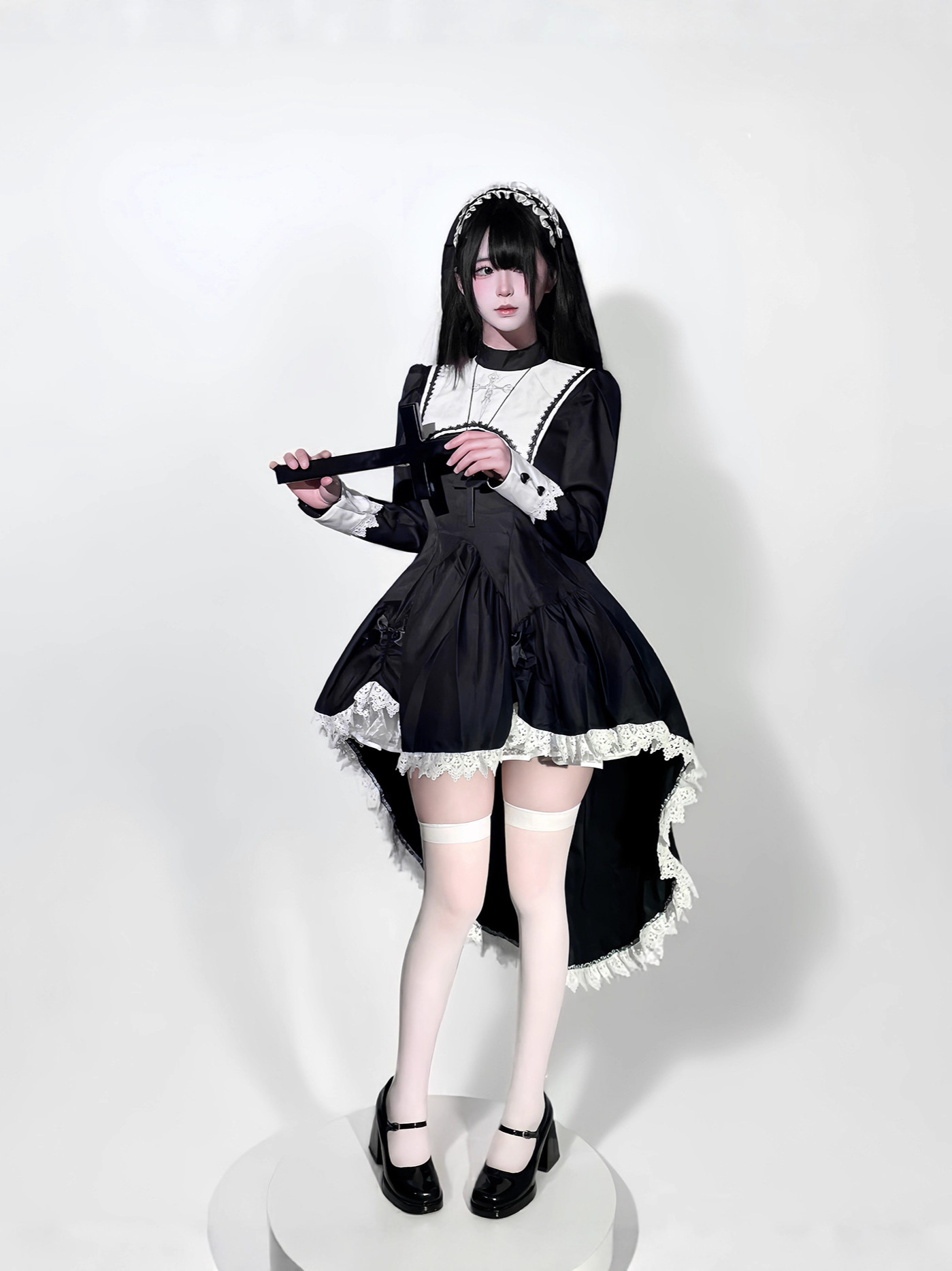 Kostum biarawati Halloween den - Embroidery Gothic ulasan dan harga