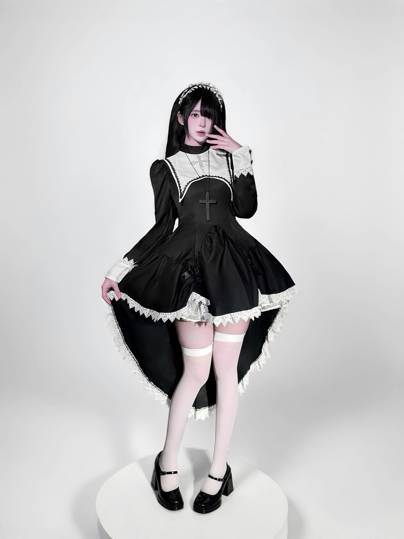 Kostum biarawati Halloween den - Embroidery Gothic ulasan dan harga