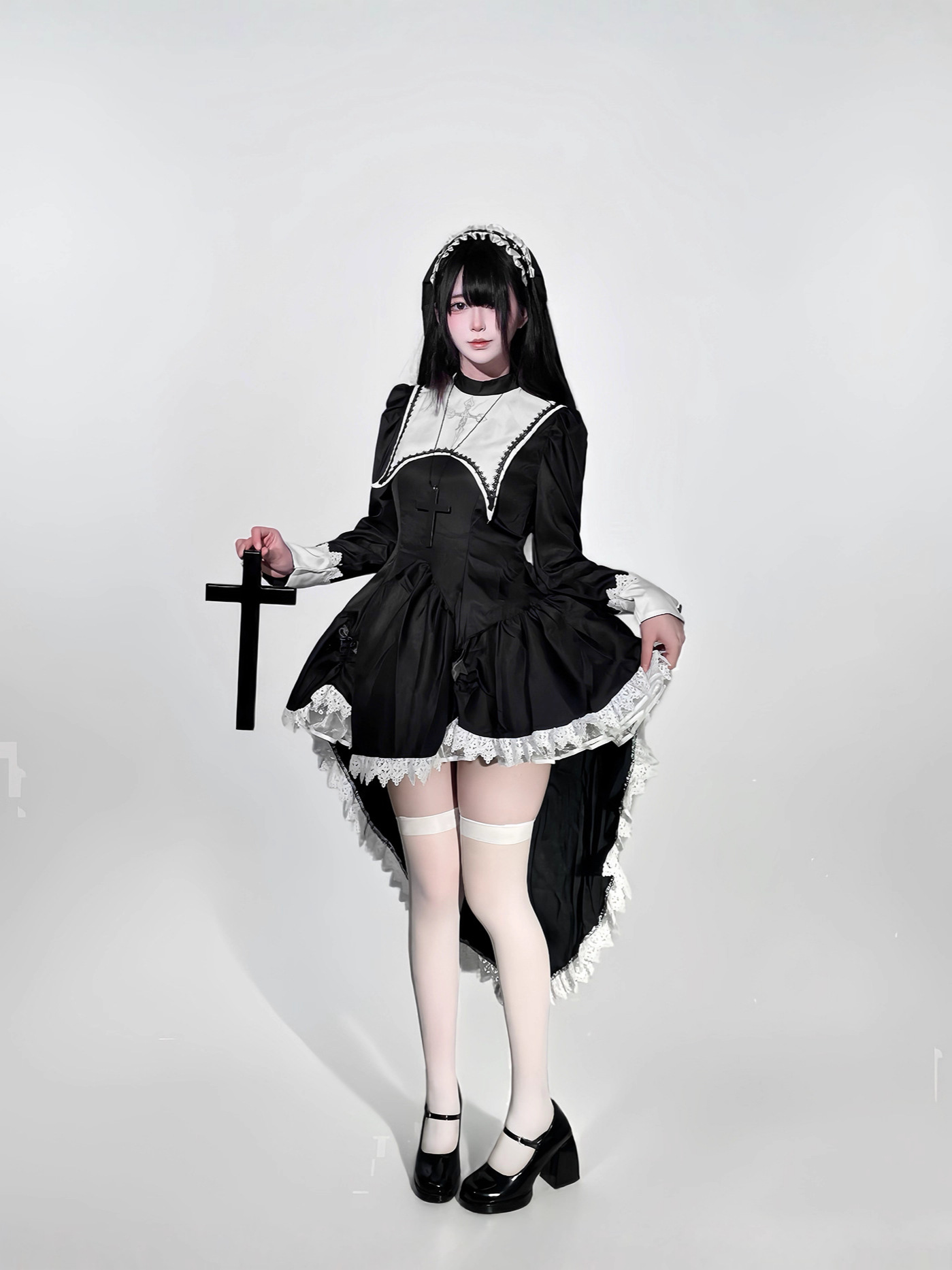 Kostum biarawati Halloween den - Embroidery Gothic ulasan dan harga
