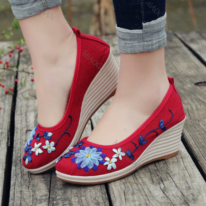 Sepatu Platform Wedge Nyaman W - Embroidery Canvas ulasan dan harga