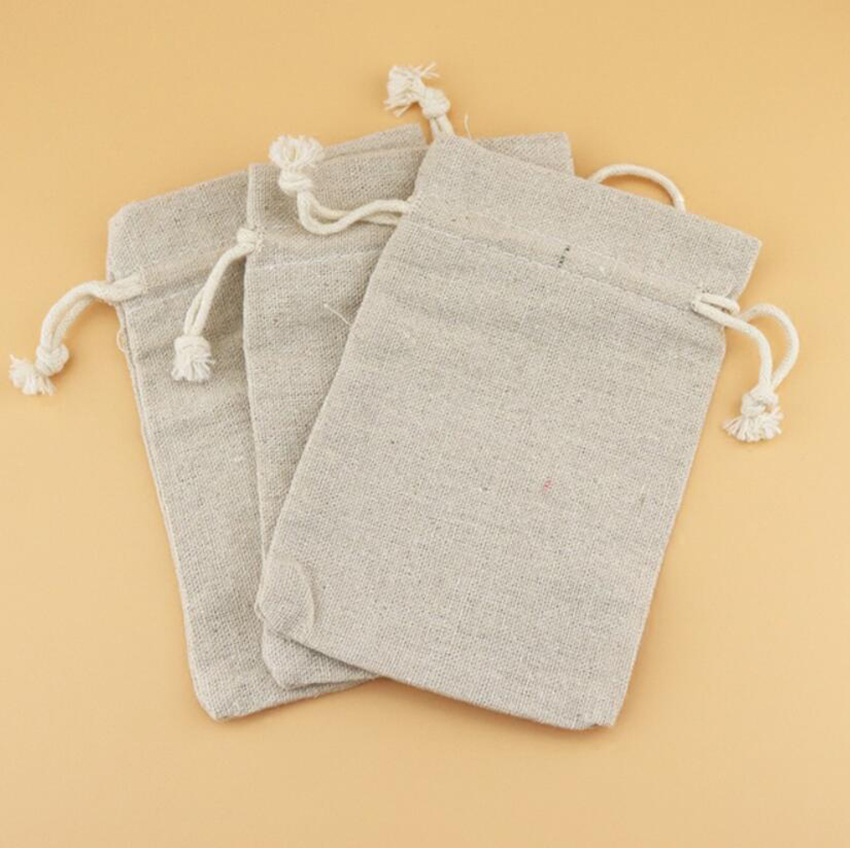 50 Pcs Tas Lenan Linen Perhias - Linen Fabric Natural ulasan dan harga