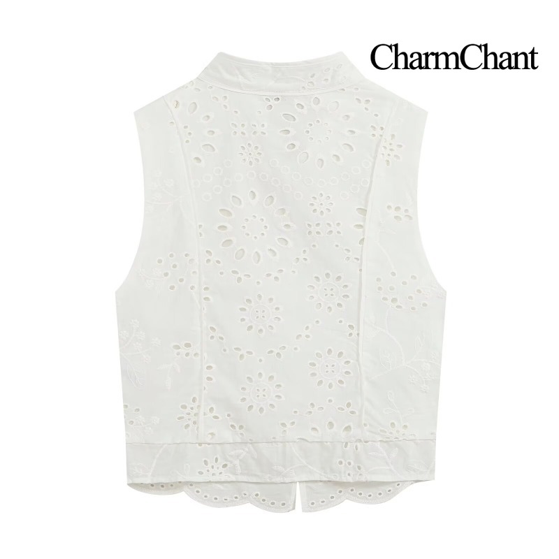 CHARMCHANT Setelan Dua Potong  - Embroidery Vest ulasan dan harga