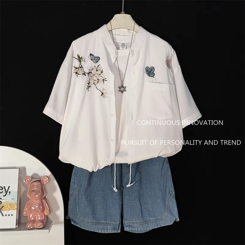 Setelan 3 Potong Pria Gaya Cin - Embroidery Shirt ulasan dan harga