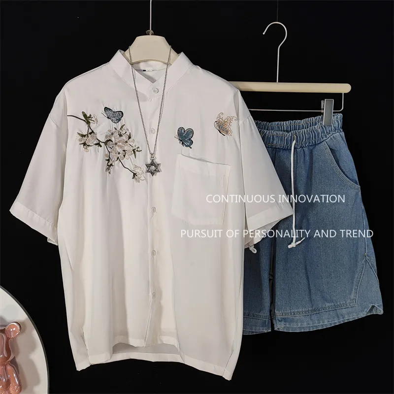 Setelan 3 Potong Pria Gaya Cin - Embroidery Shirt ulasan dan harga