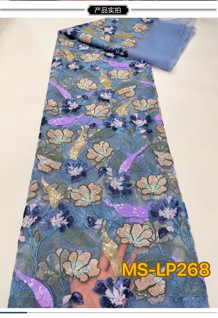 1 yard Kain Bordir Payet Bunga - Embroidery Net Fabric ulasan dan harga