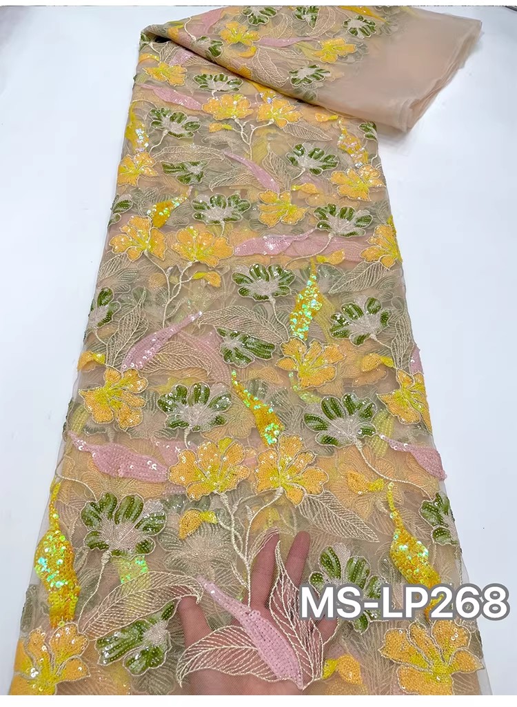 1 yard Kain Bordir Payet Bunga - Embroidery Net Fabric ulasan dan harga