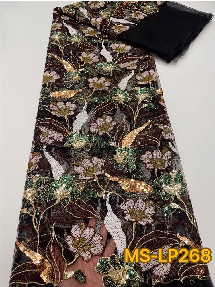 1 yard Kain Bordir Payet Bunga - Embroidery Net Fabric ulasan dan harga
