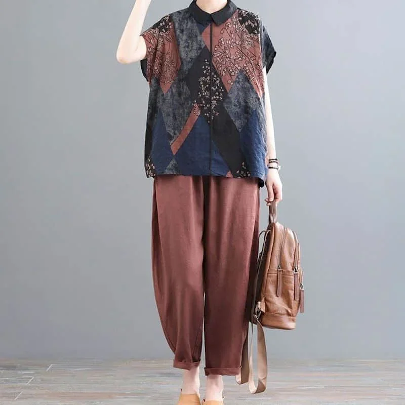 Set Celana Kasual Pop Kaus Ker - Linen Fabric Natural ulasan dan harga