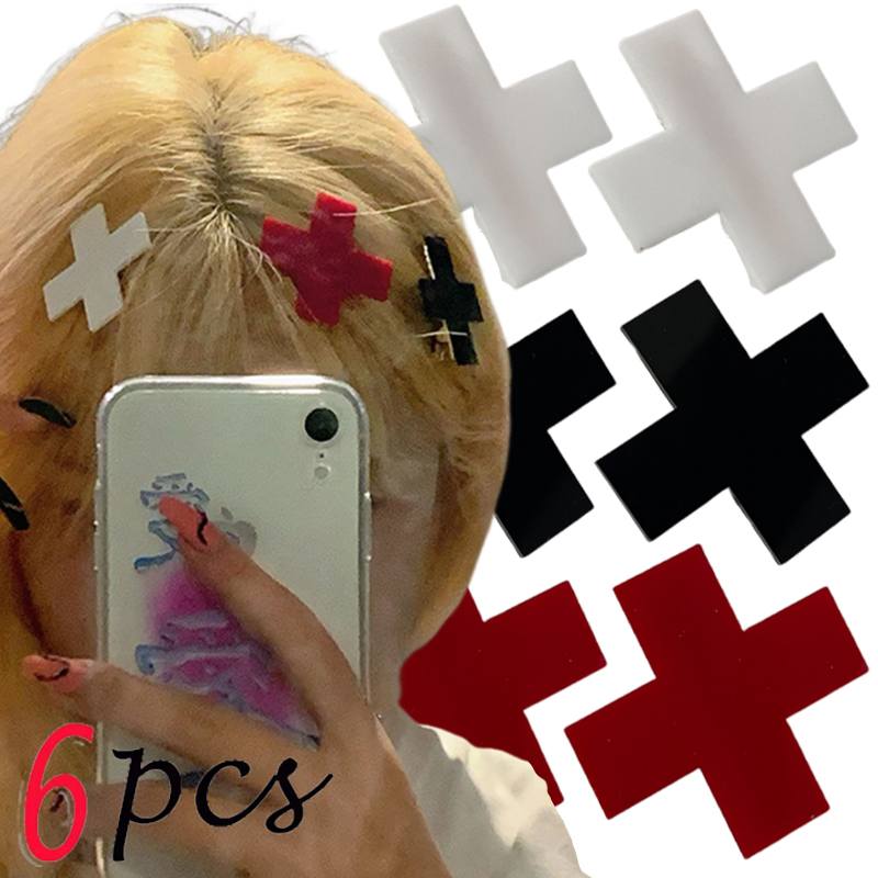 Y2K klip rambut silang merah P - Embroidery Gothic ulasan dan harga
